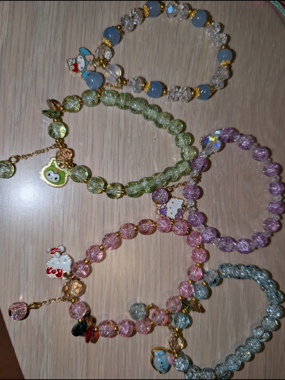 Crystal Sanrio Charm Bracelets - Pastel Mix